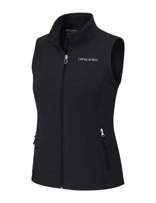 Black Womens Core Soft Shell Vest w/OrthoCarolina Logo