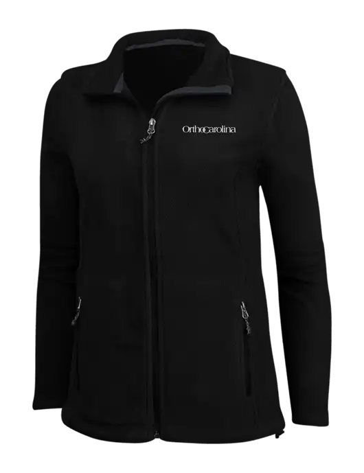 Womens Black Fleece Jacket w/OrthoCarolina Logo