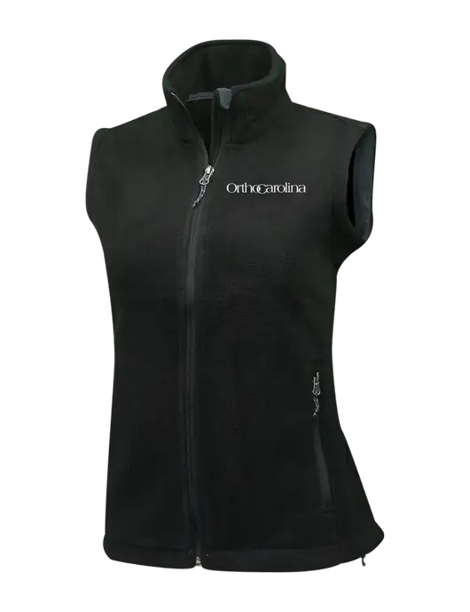 Womens Black Fleece Vest w/OrthoCarolina Logo