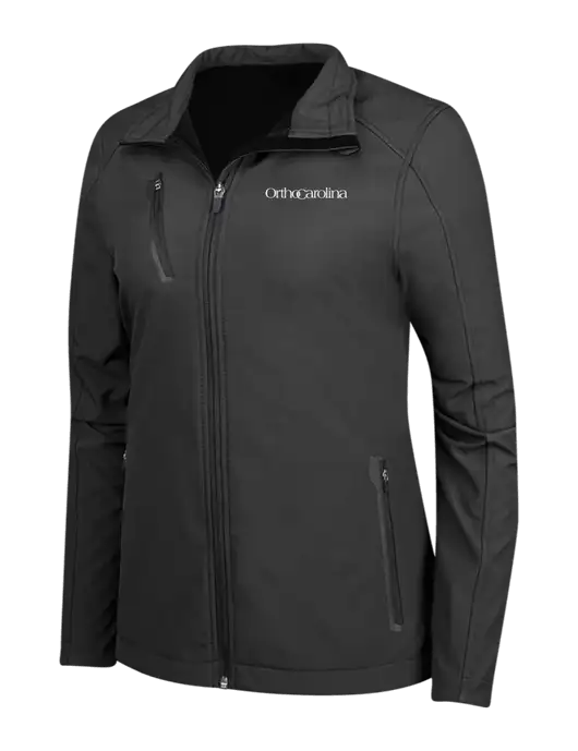 Black Womens Welded Softshell Jacket w/OrthoCarolina Logo