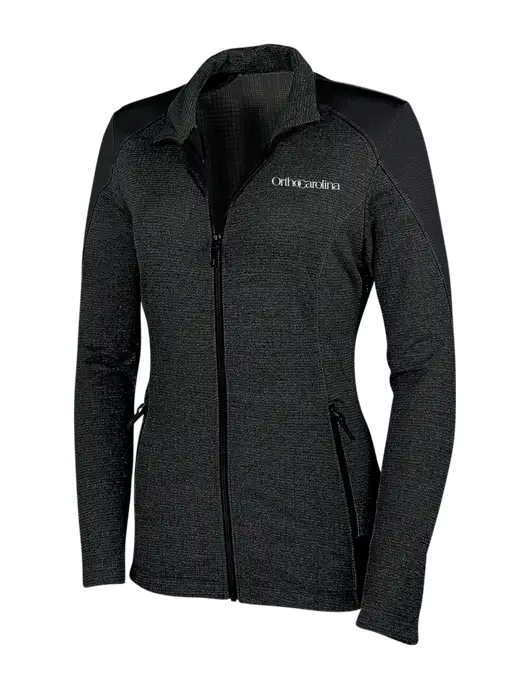 Womens Black Grid Fleece Jacket w/OrthoCarolina Logo
