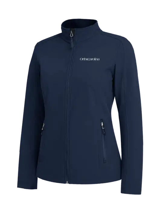 Navy Womens Core Soft Shell Jacket w/OrthoCarolina Logo