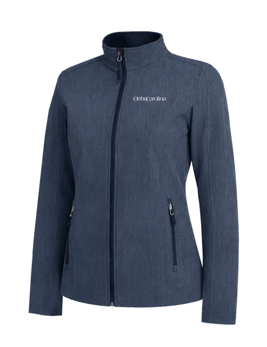 Navy Heather Womens Core Soft Shell Jacket w/OrthoCarolina Logo