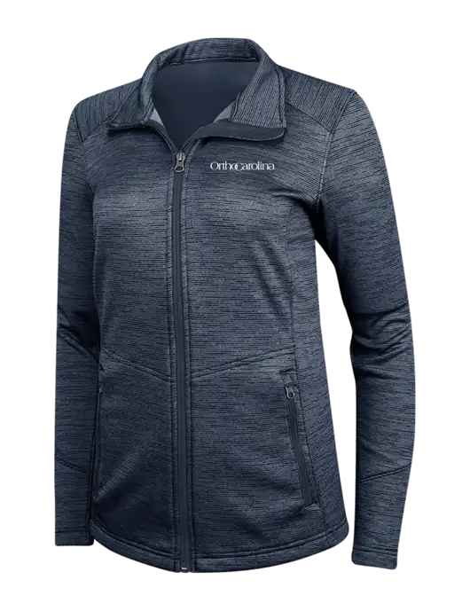 Navy Womens Digi Stripe Fleece Jacket w/OrthoCarolina Logo