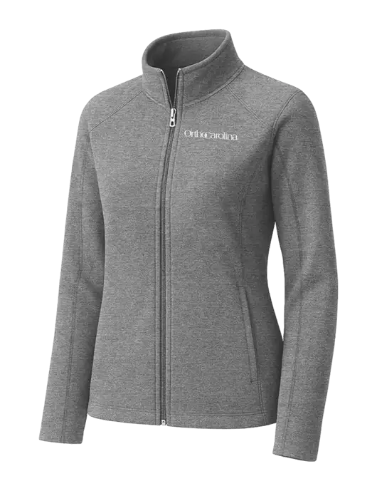 Medium Grey Womens Heather Microfleece Full-Zip Jacket w/OrthoCarolina Logo
