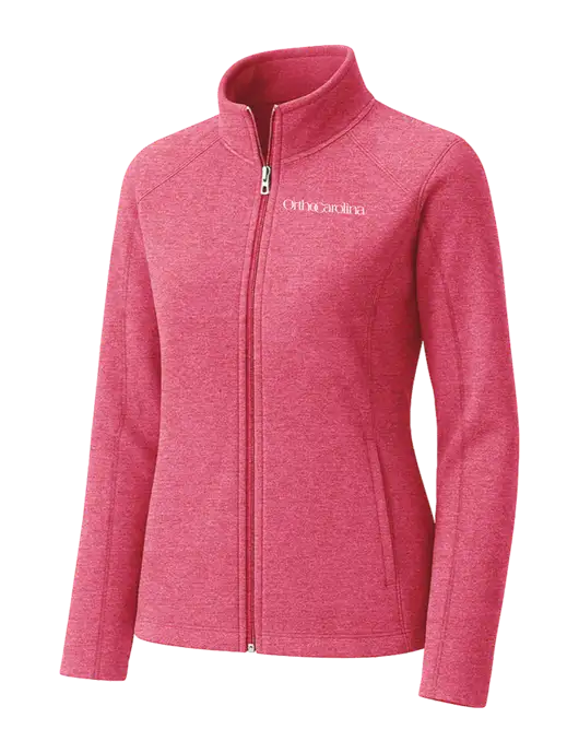 Fuchsia Heather Womens Heather Microfleece Full-Zip Jacket w/OrthoCarolina Logo