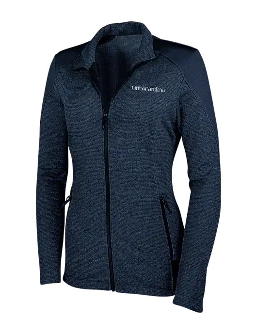 Navy Womens Grid Fleece Jacket w/OrthoCarolina Logo