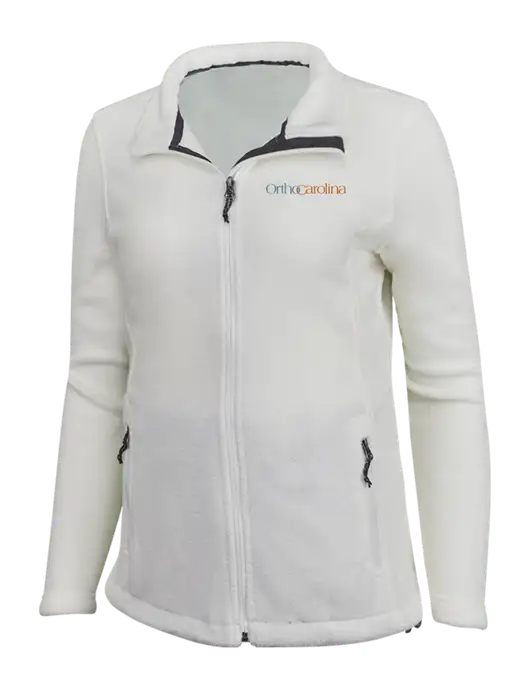 Womens White Fleece Jacket w/OrthoCarolina Logo