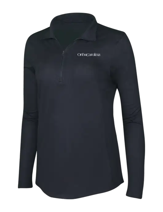 Black Triad Solid Womens Posicharge Tri-Blend Wicking 1/4 Zip Pullover w/OrthoCarolina Logo