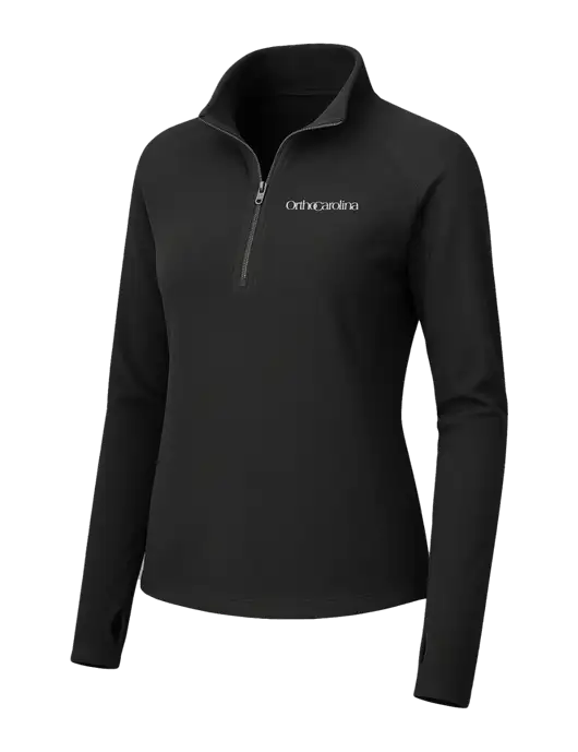 Womens Black Microfleece 1/2 Zip Pullover w/OrthoCarolina Logo