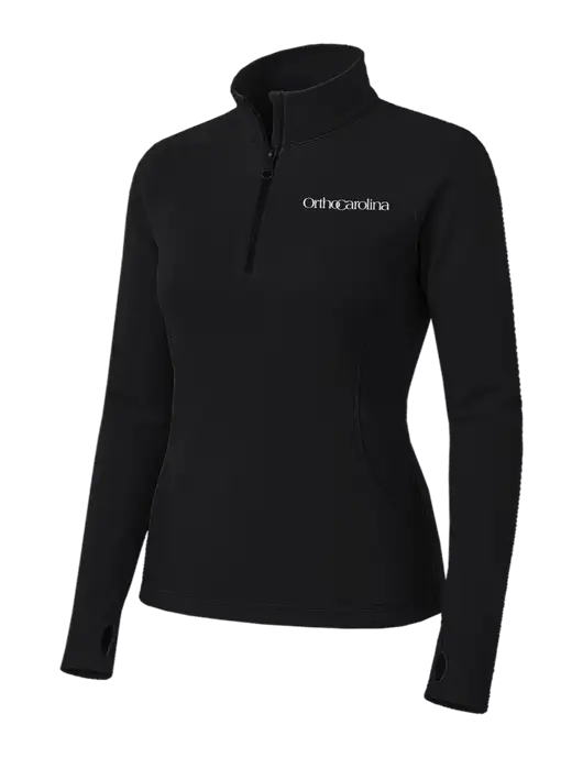 Womens Black Sport Wick Stretch 1/4 Zip Pullover w/OrthoCarolina Logo