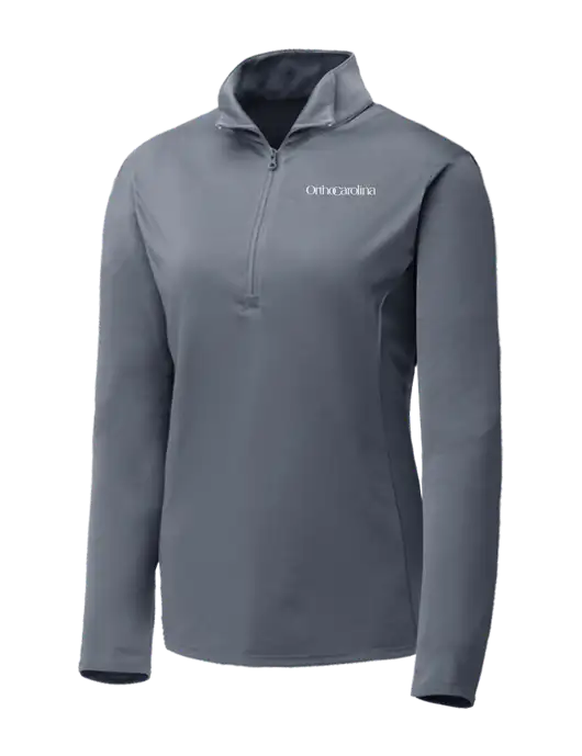 Medium Grey Womens Posicharge Competitor ¼ Zip Pullover w/OrthoCarolina Logo