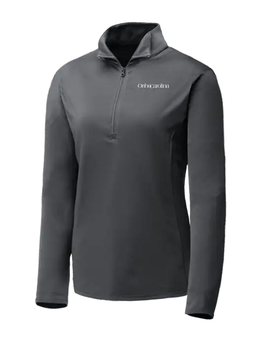 Dark Grey Womens Posicharge Competitor ¼ Zip Pullover w/OrthoCarolina Logo
