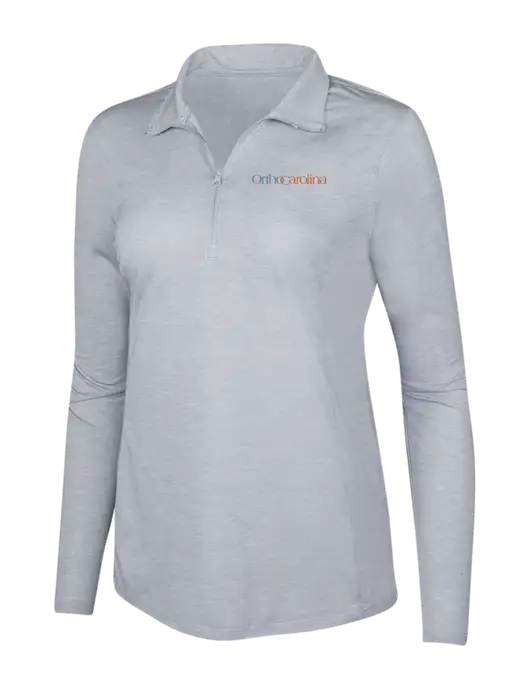 Light Grey Heather Womens Posicharge Tri-Blend Wicking 1/4 Zip Pullover w/OrthoCarolina Logo