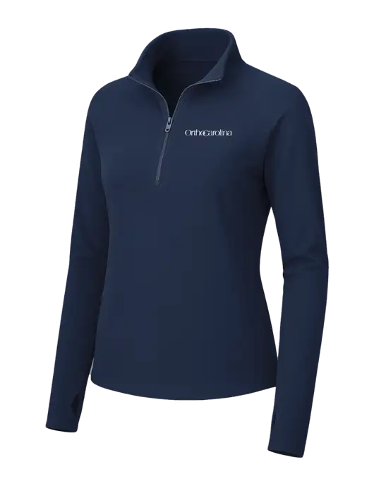 Womens Navy Microfleece 1/2 Zip Pullover w/OrthoCarolina Logo