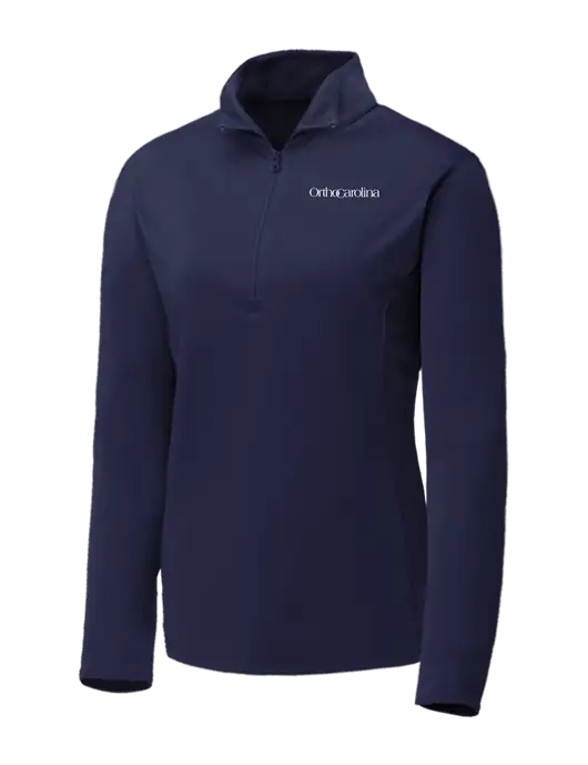 Navy Womens Posicharge Competitor ¼ Zip Pullover w/OrthoCarolina Logo