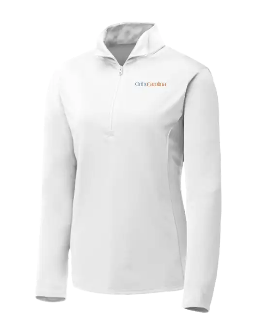 White Womens Posicharge Competitor ¼ Zip Pullover w/OrthoCarolina Logo