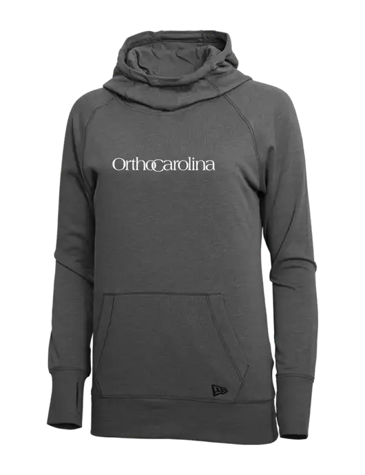 New Era Black Heather Womens Tri-Blend Fleece Pullover Hoodie w/OrthoCarolina Logo