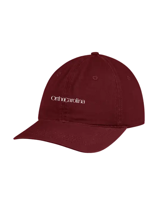 Garment Washed Unstructured Twill Maroon Cap w/OrthoCarolina Logo