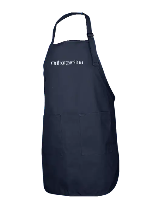 Full-Length Navy Apron With Pockets w/OrthoCarolina Logo