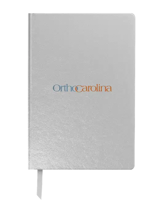 Achieve Silver Hardcover Journal, 5.5 x 8.37 w/OrthoCarolina Logo