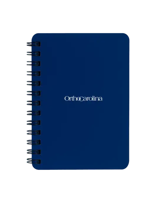Sturdy Navy Blue Hardcover Notebook, 5.25 x 7 w/OrthoCarolina Logo