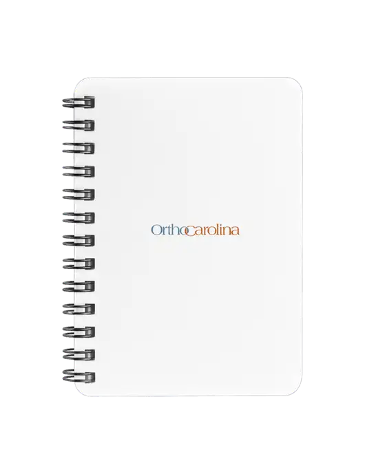 Sturdy White Hardcover Notebook, 5.25 x 7 w/OrthoCarolina Logo