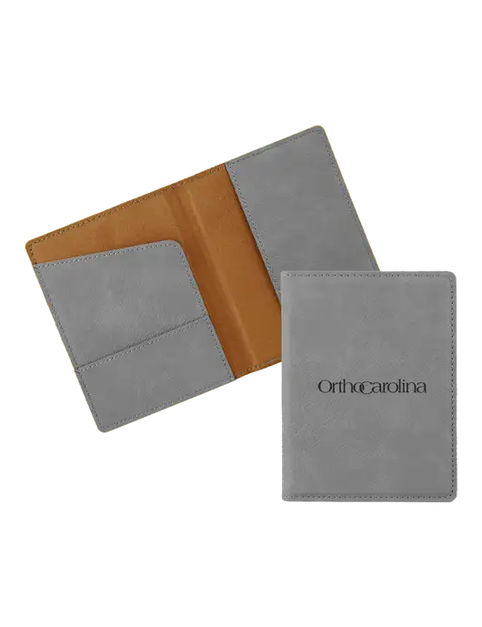 Grey Leatherette Passport Holder w/OrthoCarolina Logo