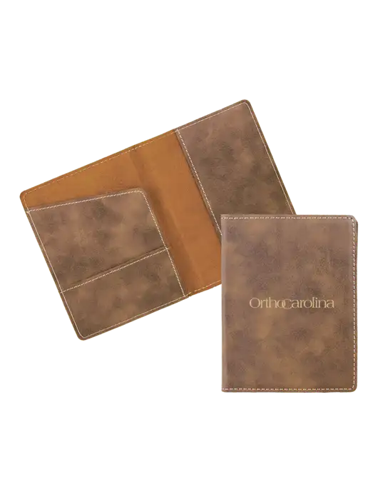 Rustic Leatherette Passport Holder w/OrthoCarolina Logo