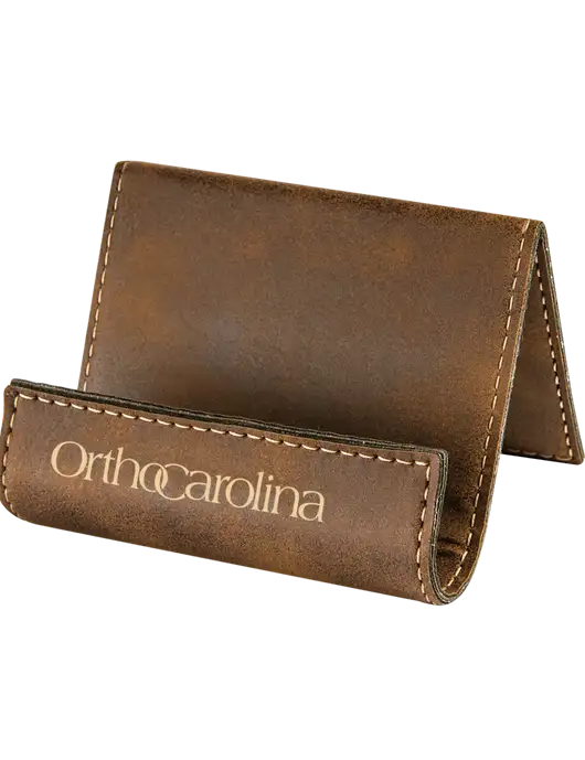 Rustic Leatherette Card & Phone Holder w/OrthoCarolina Logo