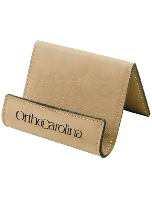Tan Leatherette Card & Phone Holder w/OrthoCarolina Logo