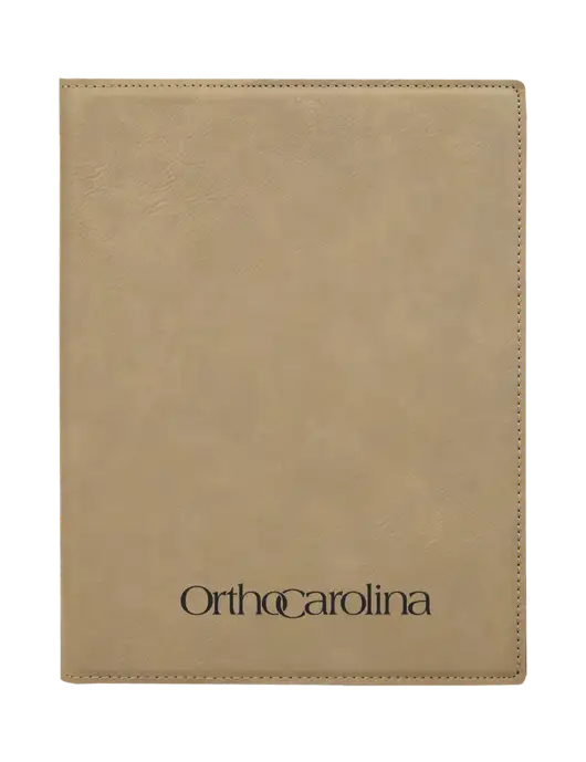 Tan Leatherette 7 x 9 Portfolio with Notepad w/OrthoCarolina Logo
