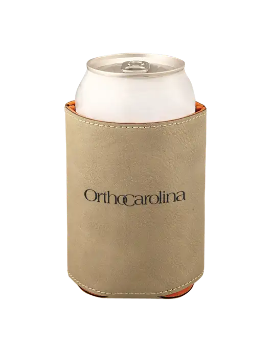 Tan Leatherette Beverage Holder w/OrthoCarolina Logo