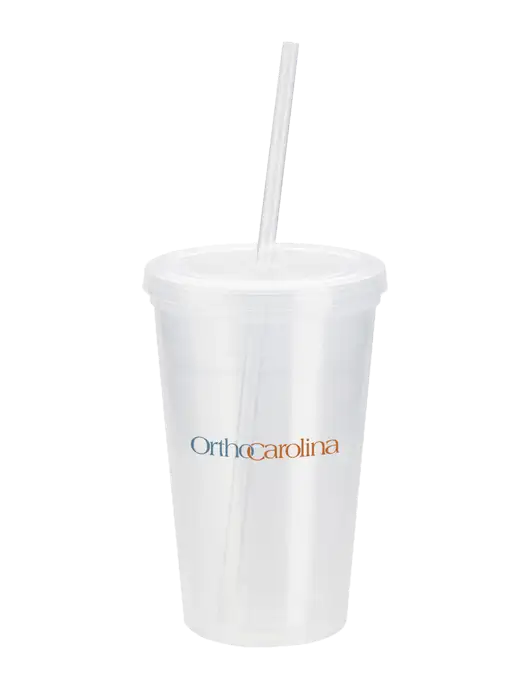 Sorrento Clear 16 oz Tumbler with Lid & Straw w/OrthoCarolina Logo
