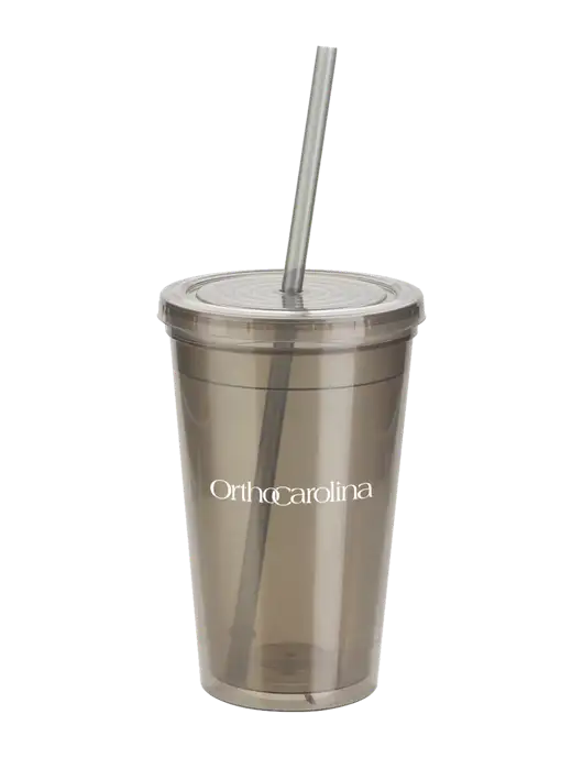 Sorrento Medium Grey 16 oz Tumbler with Lid & Straw w/OrthoCarolina Logo