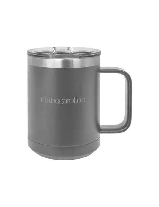 Polar Camel 15 oz Powder Coated Grey Vacuum Insulated Mug with Slider Lid w/OrthoCarolina Logo