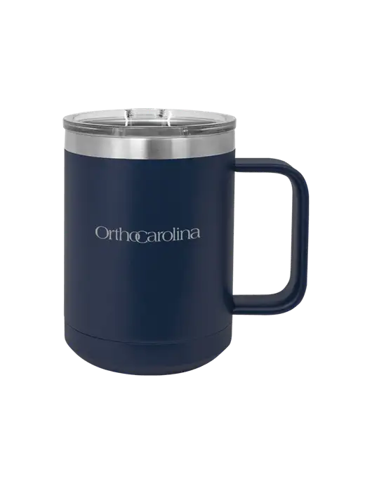 Polar Camel 15 oz Powder Coated Navy Vacuum Insulated Mug with Slider Lid w/OrthoCarolina Logo