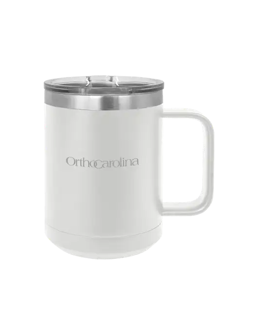 Polar Camel 15 oz Powder Coated White Vacuum Insulated Mug with Slider Lid w/OrthoCarolina Logo
