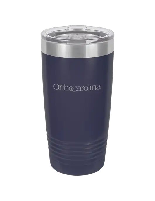 Polar Camel 20 oz Powder Coated Navy Vacuum Insulated Tumbler w/OrthoCarolina Logo