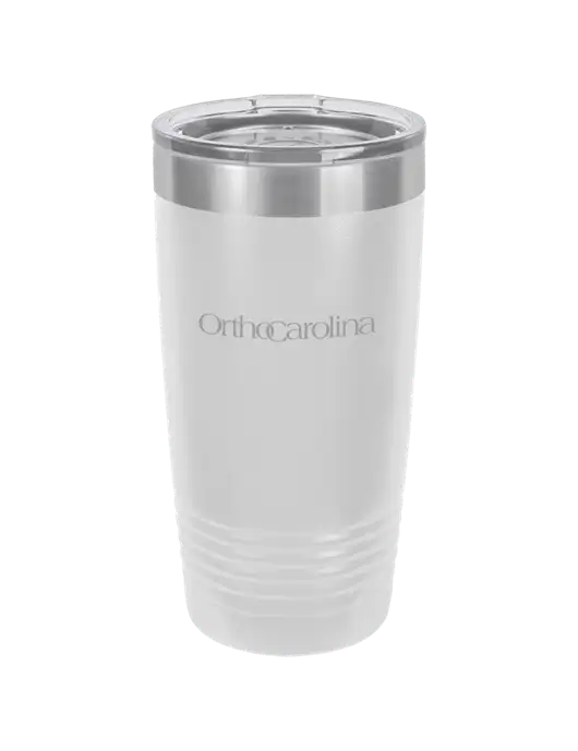 Polar Camel 20 oz Powder Coated White Vacuum Insulated Tumbler  w/OrthoCarolina Logo