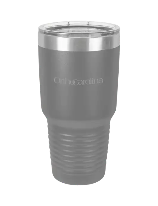 Polar Camel 30 oz Powder Coated Grey Vacuum Insulated Tumbler w/OrthoCarolina Logo