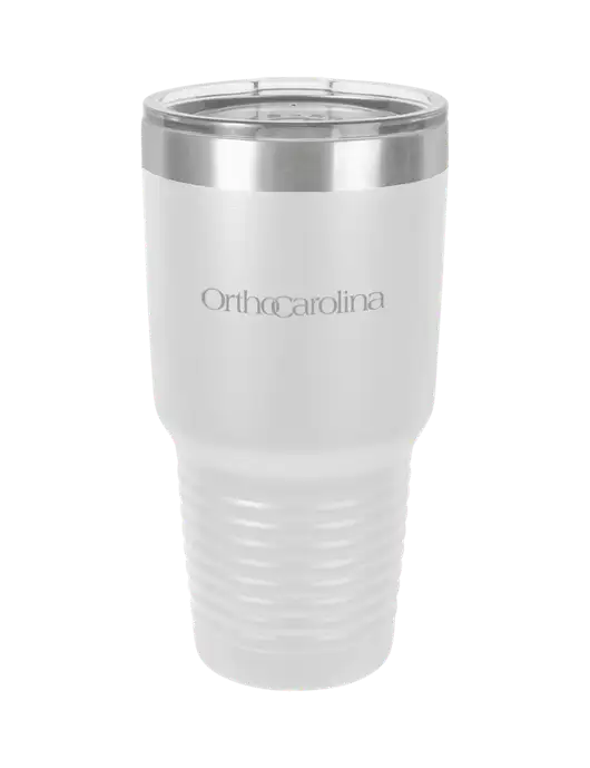 Polar Camel 30 oz Powder Coated White Vacuum Insulated Tumbler  w/OrthoCarolina Logo