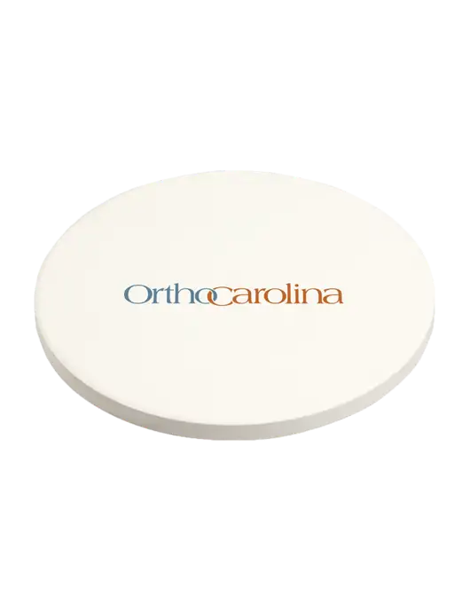 Absorbent White Coaster with Cork Base w/OrthoCarolina Logo