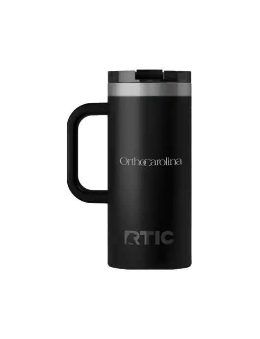 RTIC Road Trip 16 oz Black Travel Mug w/OrthoCarolina Logo
