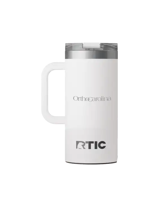 RTIC Road Trip 16 oz White Travel Mug w/OrthoCarolina Logo