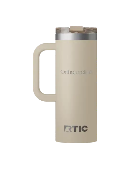 RTIC Road Trip 20 oz Tan Travel Mug w/OrthoCarolina Logo
