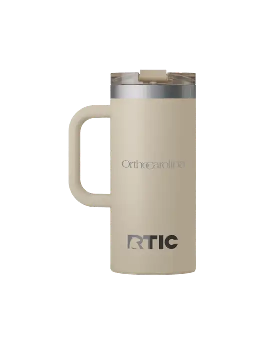 RTIC Road Trip 16 oz Tan Travel Mug w/OrthoCarolina Logo
