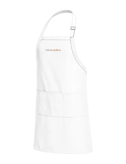 Easy Care Extra Long Bib White Apron with Stain Release w/OrthoCarolina Logo