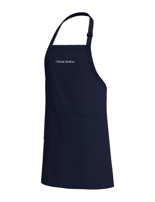 Easy Care Extra Long Bib Navy Apron with Stain Release w/OrthoCarolina Logo