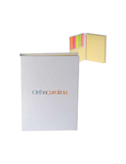 White Sticky Book Folio, 3.125 x 4.125 w/OrthoCarolina Logo